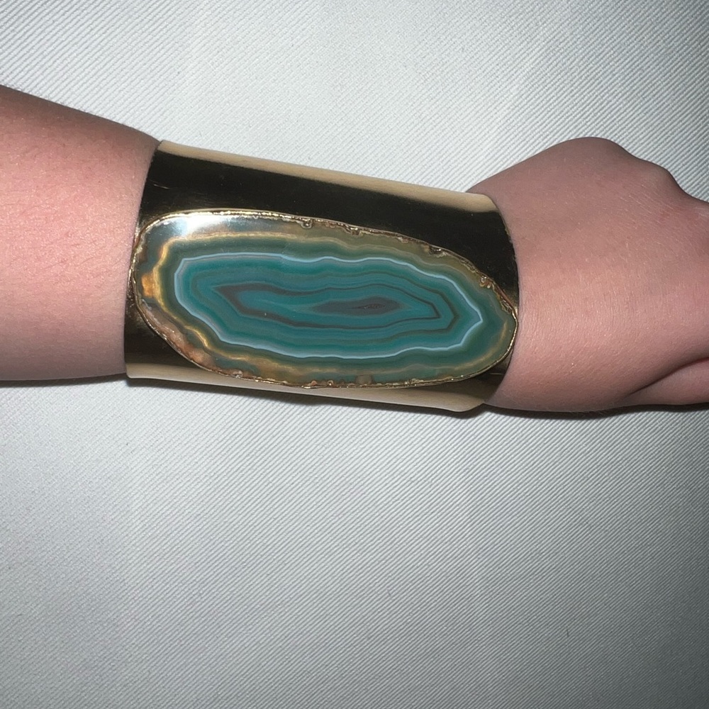 CHARLES ALBERT GOLD TURQUOISE GEODE ADJUSTABLE CUFF